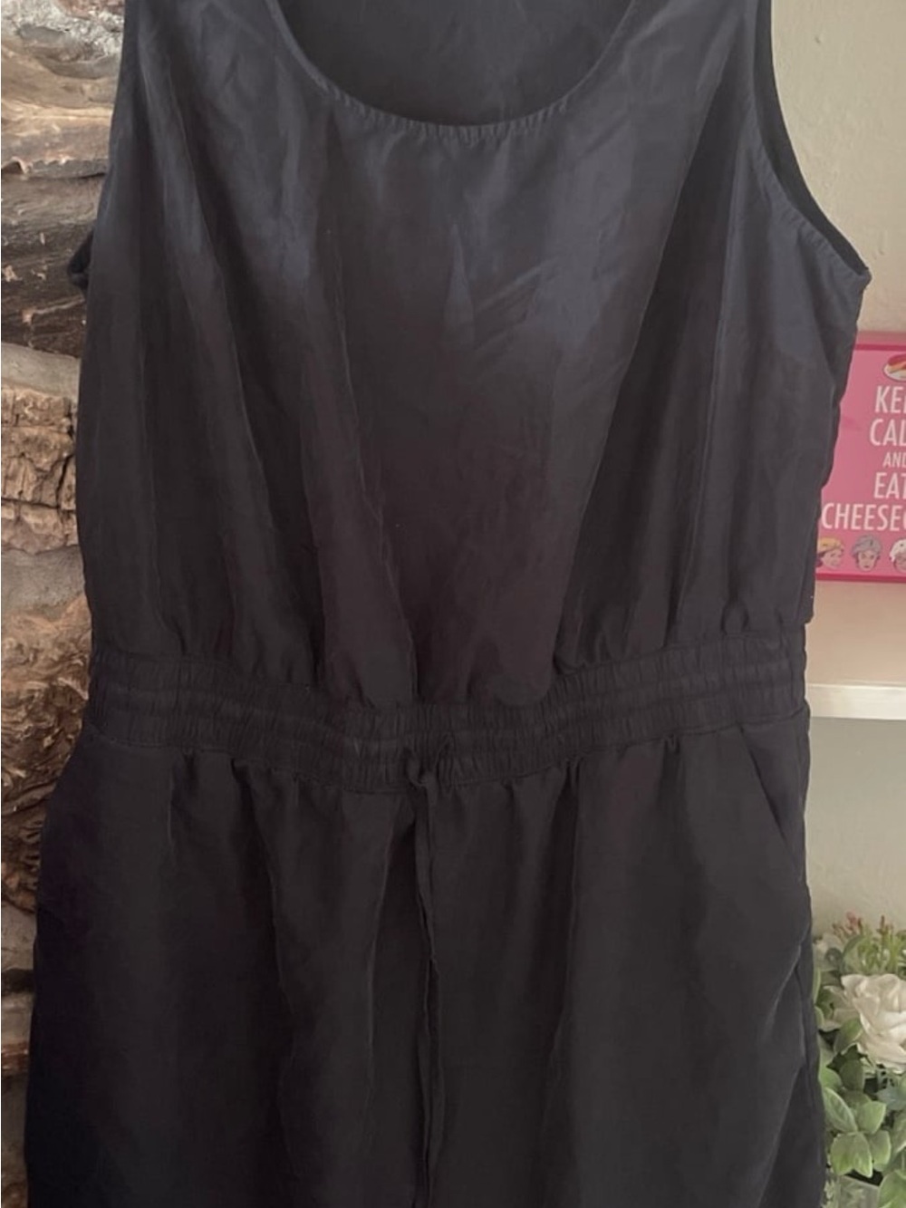 a new day Black Sleeveless Midi Dress with Drawstring Waist